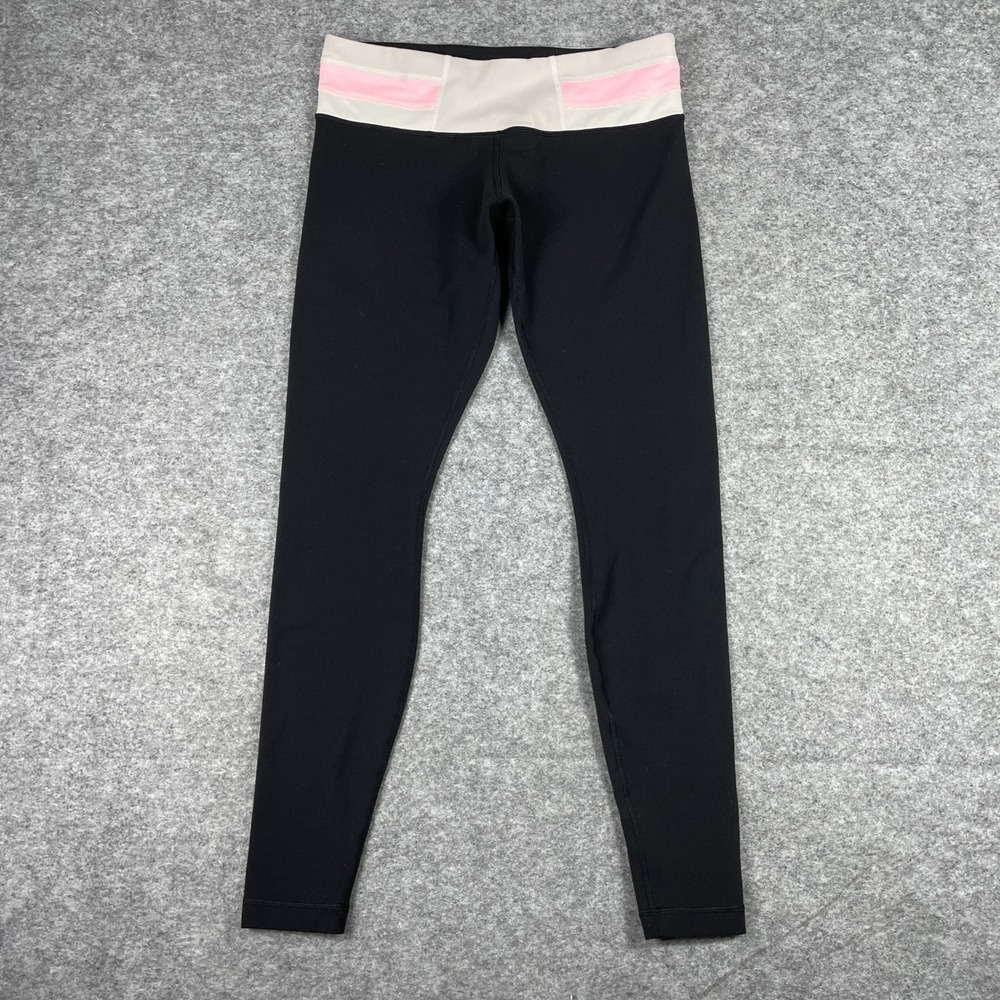 Lululemon Leggings Womens 10 Black Pink Grey Wunder Under Athletic Yoga Pants